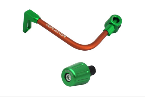 Lever guard in aluminium + right end ACCOSSATO DE005 with orange hose and joint left